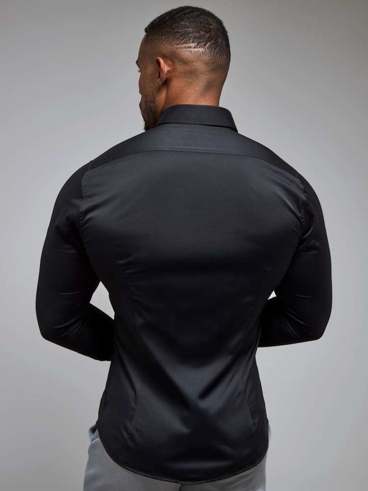 Tailored Athlete Black Muscle Fit Signature Shirt - Image 2 of 7