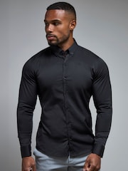 Tailored Athlete Black Muscle Fit Signature Shirt - Image 4 of 7
