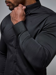 Tailored Athlete Black Muscle Fit Signature Shirt - Image 6 of 7