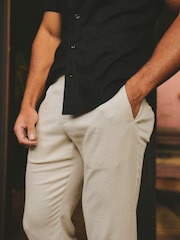 Tailored Athlete Natural Muscle Fit Stretch Linen Blend Single Pleated Trousers - Image 5 of 7