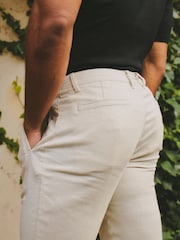 Tailored Athlete Natural Muscle Fit Stretch Linen Blend Single Pleated Trousers - Image 7 of 7