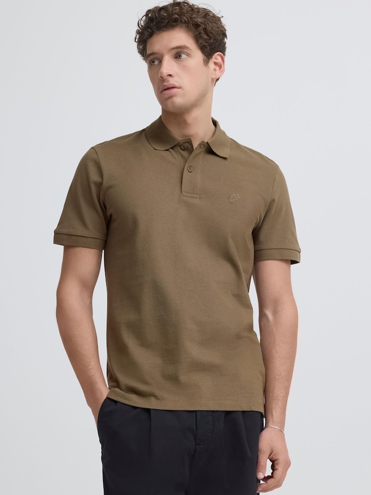 Casual Friday Brown Solheim Short Sleeve Pique Polo Shirt - Image 1 of 6 Casual Friday Brown Solheim Short Sleeve Pique Polo Shirt - Image 1 of 6