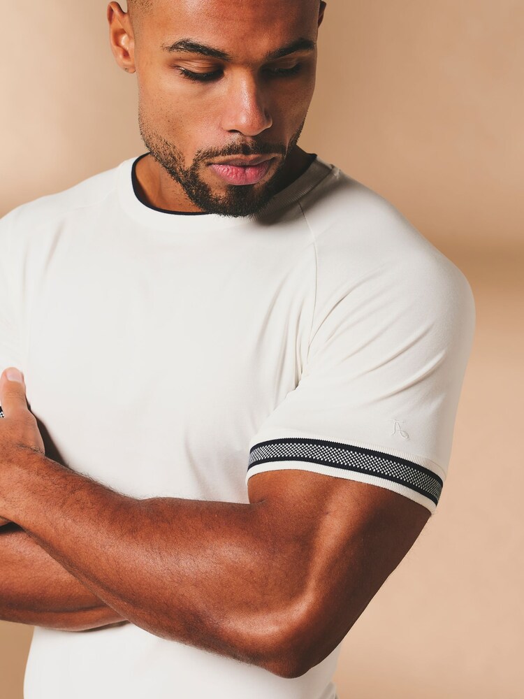 Tailored Athlete White Muscle Fit Tipped Fashion Fit T-Shirt - Image 1 of 7 Tailored Athlete White Muscle Fit Tipped Fashion Fit T-Shirt - Image 1 of 7