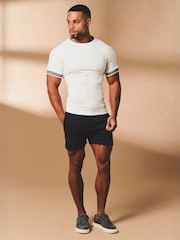 Tailored Athlete White Muscle Fit Tipped Fashion Fit T-Shirt - Image 2 of 7