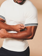 Tailored Athlete White Muscle Fit Tipped Fashion Fit T-Shirt - Image 3 of 7