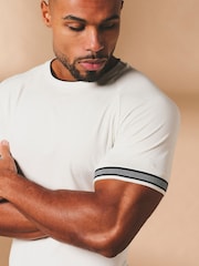 Tailored Athlete White Muscle Fit Tipped Fashion Fit T-Shirt - Image 4 of 7