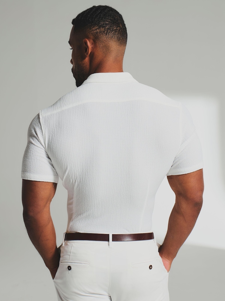 Tailored Athlete Muscle Fit Textured Cuban Collar Shirt - Imagen 2 de 7