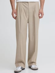 Casual Friday Natural CfGrant Pinstriped Wide Leg Trousers - Image 1 of 8