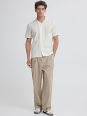 Casual Friday Natural CfGrant Pinstriped Wide Leg Trousers - Image 3 of 8