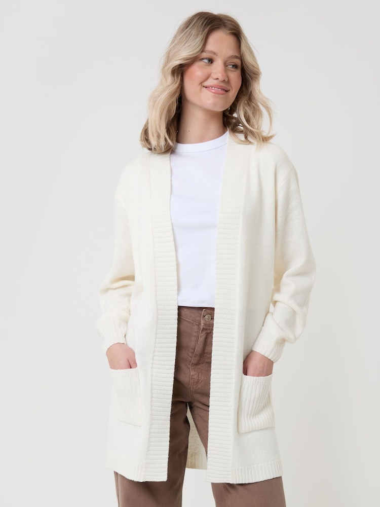 Threadbare Cream Longline Knitted Cardigan - Image 1 of 5
