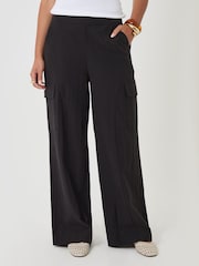 Threadbare Black Petite Wide Leg Cargo Trousers - Image 3 of 4