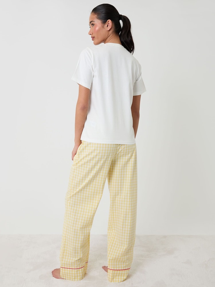 Threadbare Yellow Check Cotton Banana Farm Print Pyjama Set - Image 2 of 4 Threadbare Yellow Check Cotton Banana Farm Print Pyjama Set - Image 2 of 4