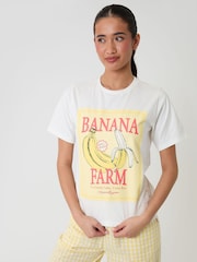 Threadbare Yellow Check Cotton Banana Farm Print Pyjama Set - Image 3 of 4