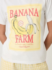Threadbare Yellow Check Cotton Banana Farm Print Pyjama Set - Image 4 of 4