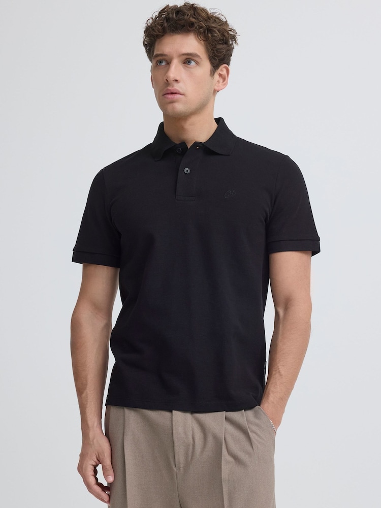 Casual Friday Black Solheim Short Sleeve Pique Polo Shirt - Image 1 of 7 Casual Friday Black Solheim Short Sleeve Pique Polo Shirt - Image 1 of 7