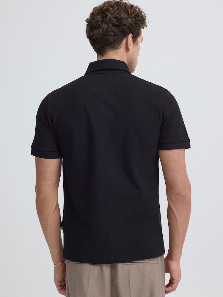 Casual Friday Black Solheim Short Sleeve Pique Polo Shirt - Image 2 of 7 Casual Friday Black Solheim Short Sleeve Pique Polo Shirt - Image 2 of 7