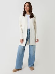 Threadbare Cream Cable Knit Open Cardigan - Image 3 of 4