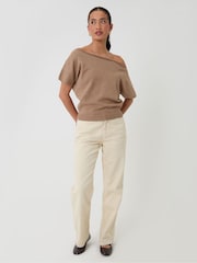 Beige - Threadbare Short Sleeve Slash Neck Jumper - Bild 3 von 4