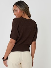 Threadbare Brown Knitted Yarn Short Sleeve T-Shirt - Image 7 of 9