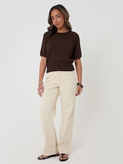 Threadbare Brown Knitted Yarn Short Sleeve T-Shirt - Image 8 of 9