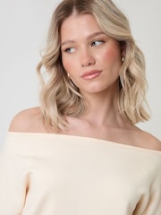 Threadbare Cream Short Sleeve Slash Neck Jumper - Image 4 of 4