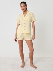 Threadbare Yellow Check Cotton Poplin Button Up Short Pyjama Set - Image 3 of 4