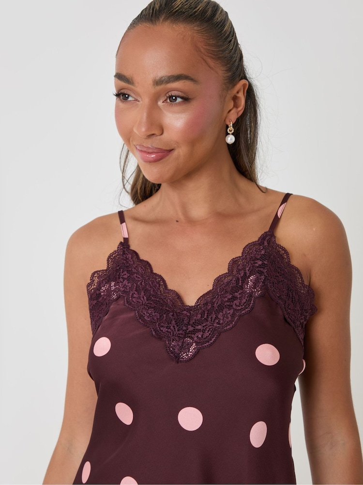 Threadbare Red Polka Dot Satin Lace Trim Cami - Image 4 of 4 Threadbare Red Polka Dot Satin Lace Trim Cami - Image 4 of 4