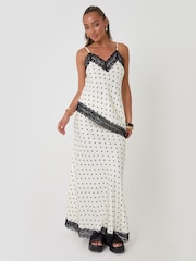 Threadbare White Polka Dot Satin Lace Trim Cami - Image 4 of 4