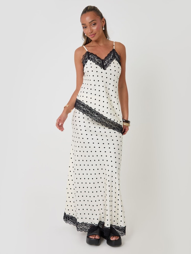 Threadbare White Polka Dot Satin Lace Trim Cami - Image 4 of 4 Threadbare White Polka Dot Satin Lace Trim Cami - Image 4 of 4