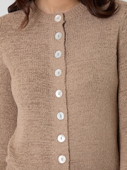 Threadbare Brown Knitted Yarn Crew Neck Cardigan - Image 3 of 3