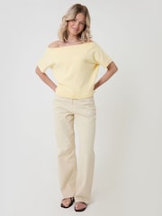 Threadbare Yellow Short Sleeve Slash Neck Jumper - Image 3 of 4