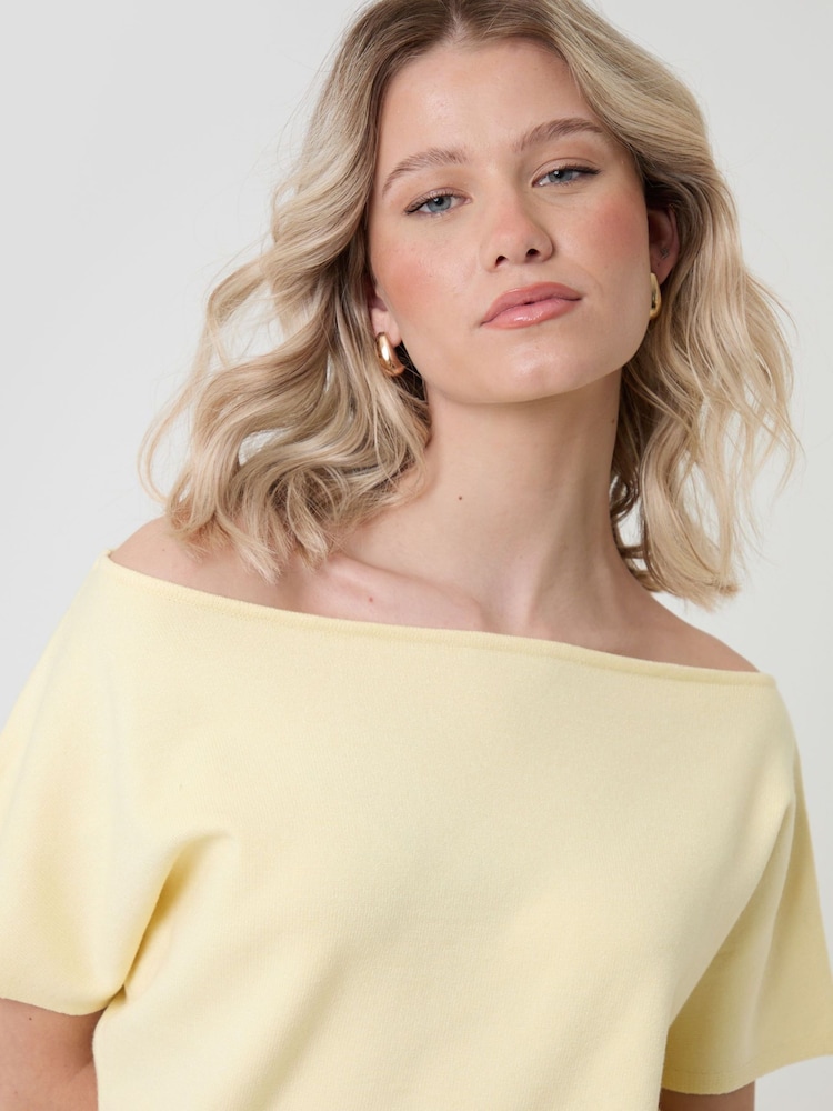 Threadbare Yellow Short Sleeve Slash Neck Jumper - Image 4 of 4 Threadbare Yellow Short Sleeve Slash Neck Jumper - Image 4 of 4