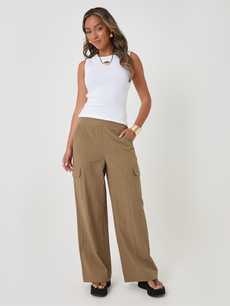 Threadbare Green Curve Seam Wide Leg Trousers - Image 1 of 5 Threadbare Green Curve Seam Wide Leg Trousers - Image 1 of 5
