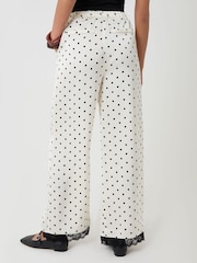 Threadbare Black Polka Dot Satin Lace Trim Wide Leg Trousers - Image 3 of 4