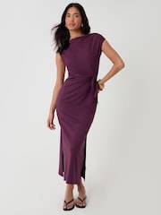 Threadbare Red Twist Detail Slash Neck Maxi Dress - Image 1 of 4