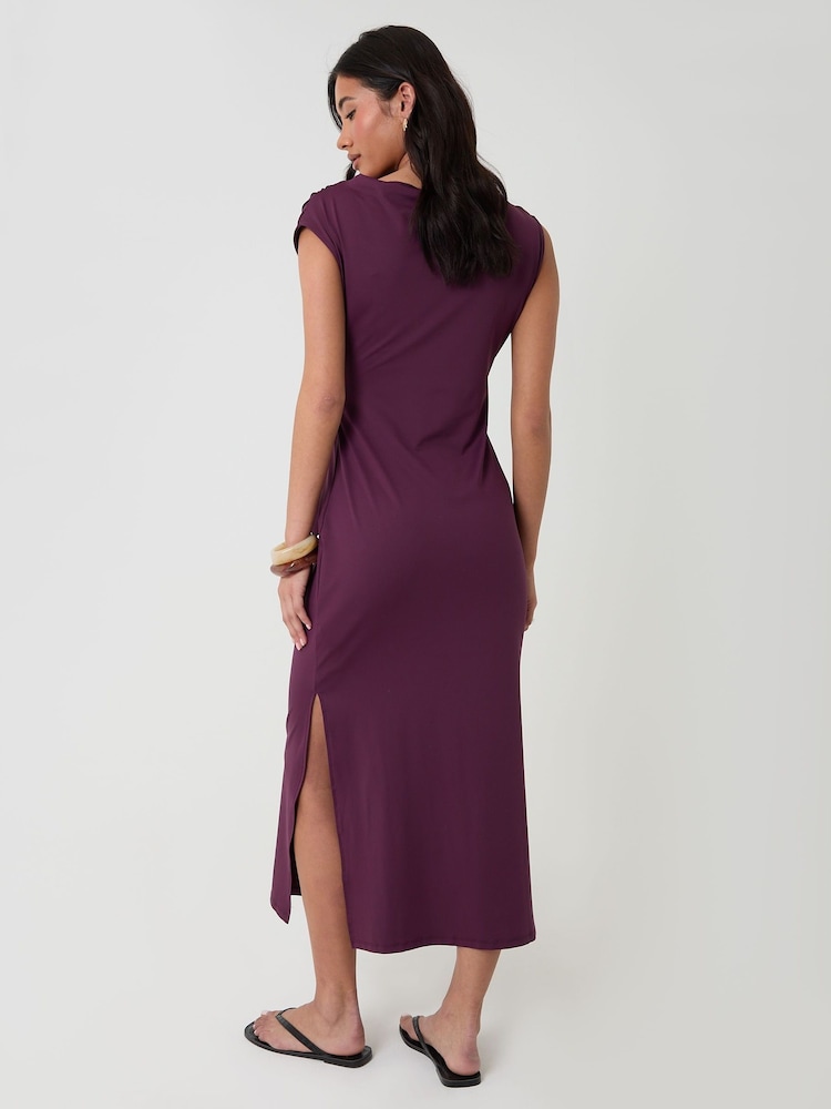 Threadbare Red Twist Detail Slash Neck Maxi Dress - Image 2 of 4