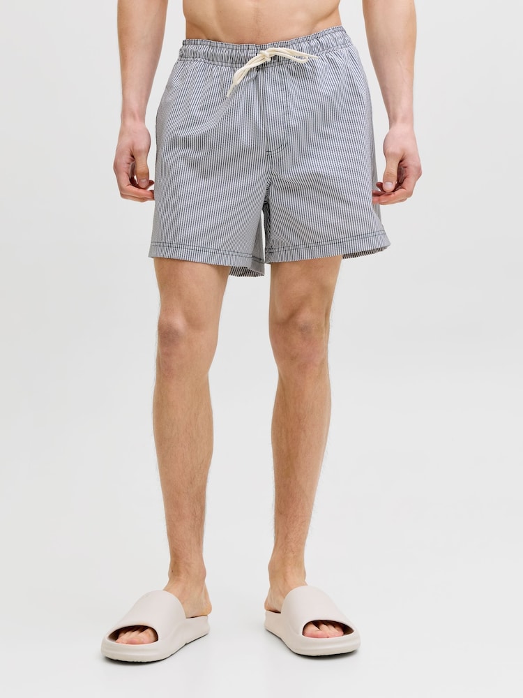 JACK & JONES Blue Seersucker Stripe Swim Shorts - Image 1 of 9