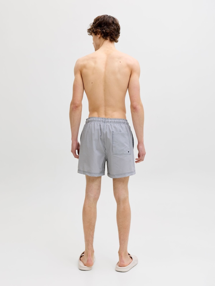 JACK & JONES Blue Seersucker Stripe Swim Shorts - Image 2 of 9