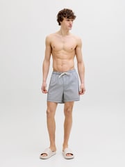 JACK & JONES Blue Seersucker Stripe Swim Shorts - Image 4 of 9