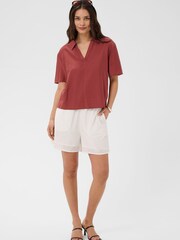 Kaffe White Embroidered Mid Rise Relaxed Shorts - Image 1 of 5