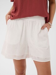 Kaffe White Embroidered Mid Rise Relaxed Shorts - Image 3 of 5