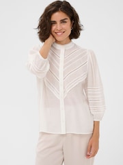 Kaffe White Kaliva 3/4 Sleeve High Neck Shirt - Image 1 of 5