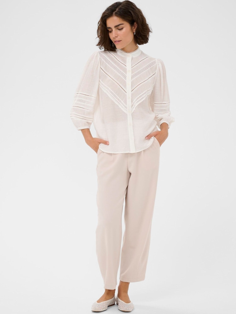 Kaffe White Kaliva 3/4 Sleeve High Neck Shirt - Image 2 of 5