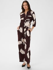 Kaffe Collared Leaf Print Jumpsuit - Bild 1 von 6