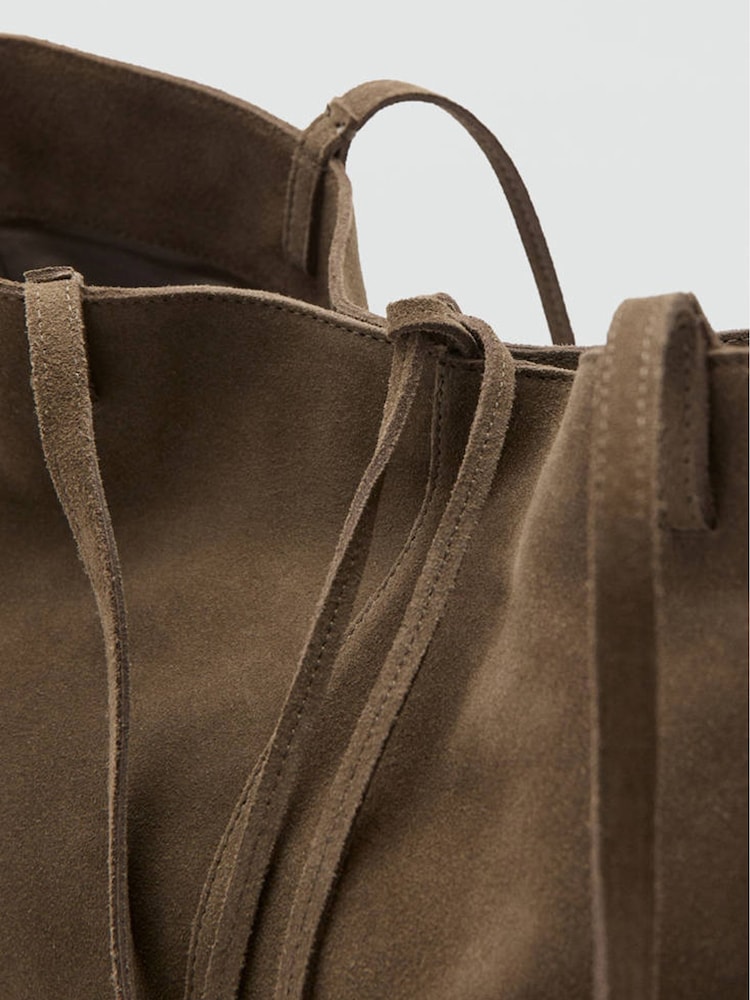 Mango Brown Suede Shopper Tote Bag - Image 7 of 7 Mango Brown Suede Shopper Tote Bag - Image 7 of 7