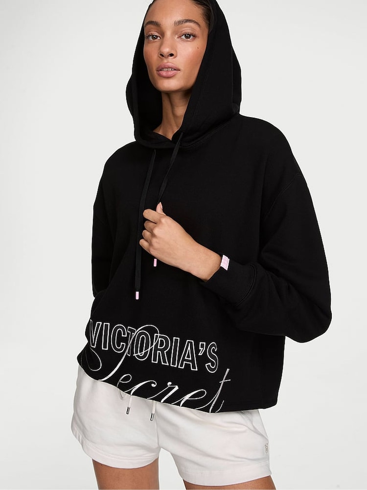 Victoria's Secret Black Logo Fleece Hoodie - Image 1 of 2 Victoria's Secret Black Logo Fleece Hoodie - Image 1 of 2