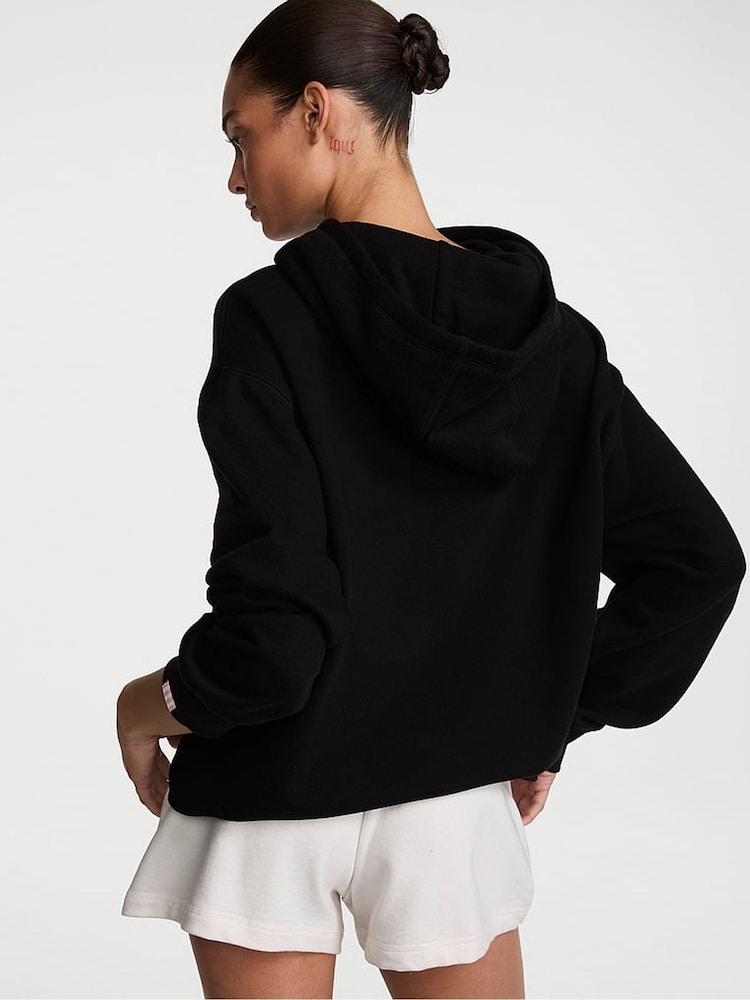 Victoria's Secret Black Logo Fleece Hoodie - Image 2 of 2 Victoria's Secret Black Logo Fleece Hoodie - Image 2 of 2