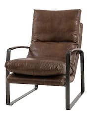 Gallery Home Brown Faelan Leather Lounger - Image 3 of 6