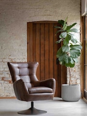 Gallery Home Brown Byzantium Leather Swivel Chair - Image 1 of 6