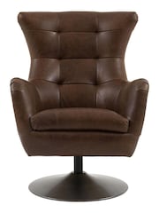 Gallery Home Brown Byzantium Leather Swivel Chair - Image 2 of 6